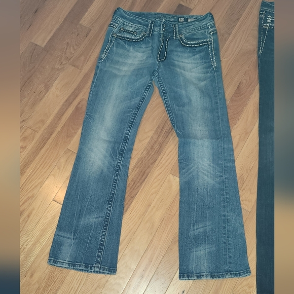 2PC SIZE 30 MISS ME JEANS BLING WINGS BOOT WHITE STITCHING - Picture 7 of 16